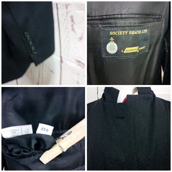 Society Brand Ltd By Hartmarx 44R 2 Button Charcoal 2pc Suit 32x31.5 Pleated - Picture 8 of 14